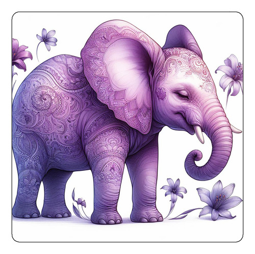 Mousepad Elefante Con Flores Dibujo Elephant Draw