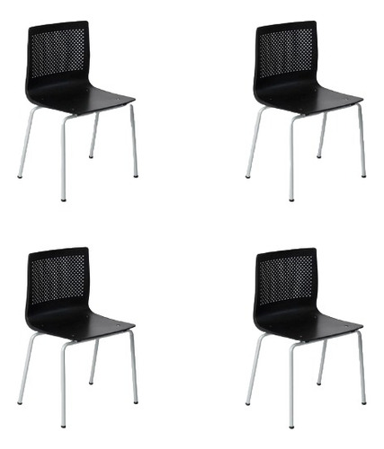 Silla Comedor Oficina Cocina Anana Set X4 Plástico Apilable