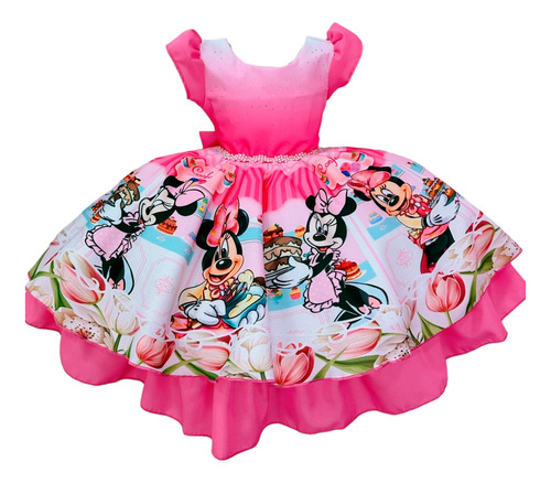 Vestido Infantil Confeitaria Da Minnie Luxo Princesas