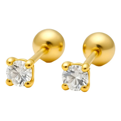 Broqueles de Oro 14K con Zirconia de 3mm para Niña y Bebé | Envío gratis