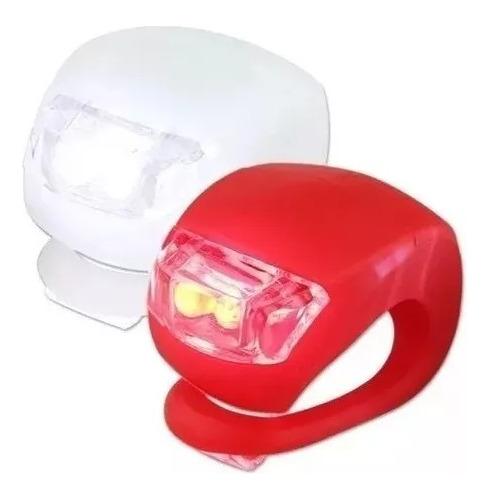 Kit 2 Luces Bicicleta Silicona Led Roja + Blanca Pilas Luz