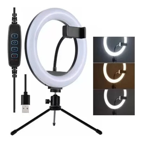 Ring Light Led Iluminador 26cm Completo + Tripé 2.1m