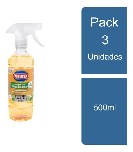 Pack 3 Limpiador Antigrasa Biodegradable 500ml Virutex