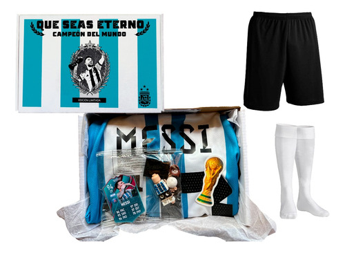 Equipación Argentina Messi 10 Campeón Niños Camiseta + Short