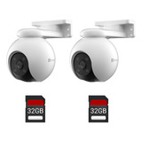 Combo X2 Ezviz Ext H8 Pro 3k 360 Intelig + 2 Memorias 32gb