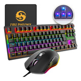 Teclado Mouse Mecânico Abnt2 Gamer Rgb Led Switch Blue Be-k1