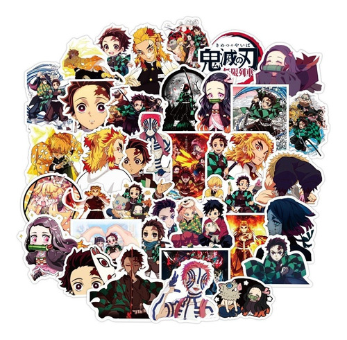 Demon Slayer 50 Calcomanias Stickers Pvc Contra Agua Anime