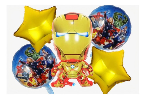 Globos Iron Man Pack 5 Unidades Metalizados Avengers