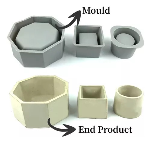 Molde De Silicona De 3 Piezas Para Macetas Para Plantas Sucu