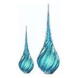 Kit 2 Gotas De Cristal Murano Piovere - Azul Aquamarine Luxo