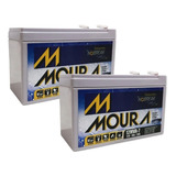 Kit X2 Bateria Estacionaria Moura 12v 7ah P/ Nobreak Alarme 