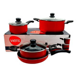 Sarten Set Bateria 7 Piezas Cocina Firenze Roja Wens