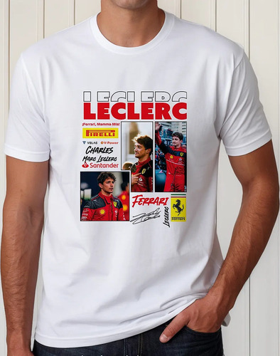 Playera Poster Piloto Formula 1 Ferrari Leclerc Charles | MercadoLibre