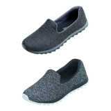 Kit 02 Pares Tenis Feminino Calce Facil Slip On Confort 