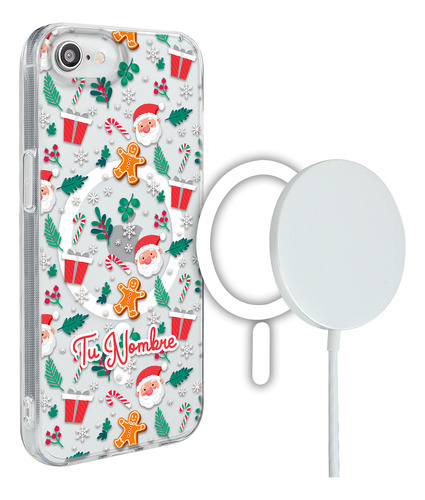 Funda Para iPhone Magsafe Nombre Navidad Santa Claus