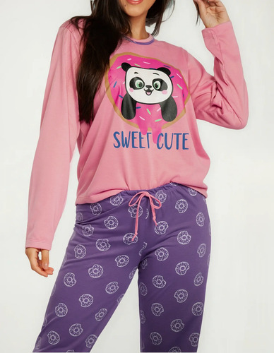 Pijama Longo Feminino Inverno Conjunto Para Frio Estampado | Parcelamento sem juros