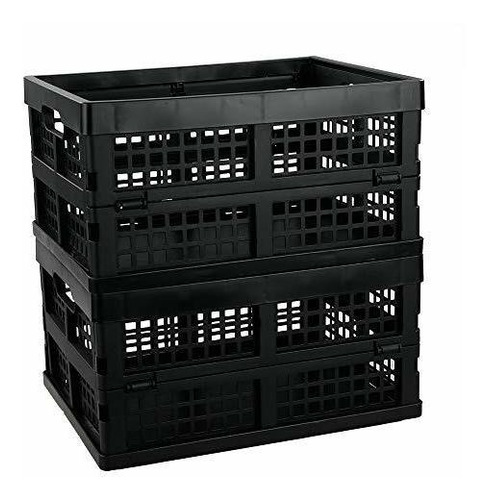 Saedy - Cajas De Almacenamiento De Plástico Negro De 16 Litr