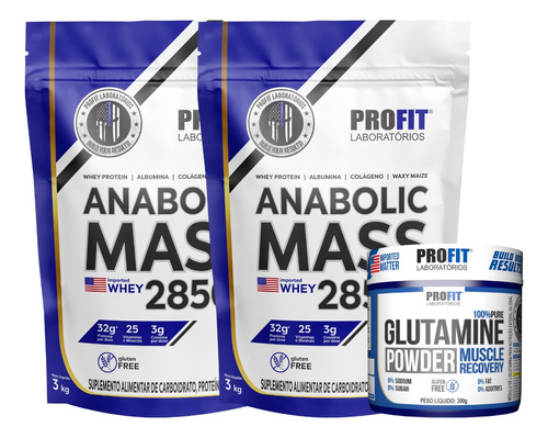 2x Hipercalorico Anabolic Mass + Glutamina 300g - Profit