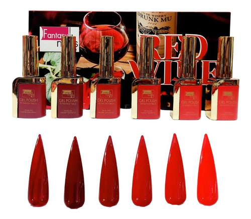 Coleccion Gel Semipermanente 6 Pz , , Fantasy Nails Color Red Wine