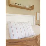 Funda Almohadon Blanco Con Rayas Canela Tostado 50x70 Tusor