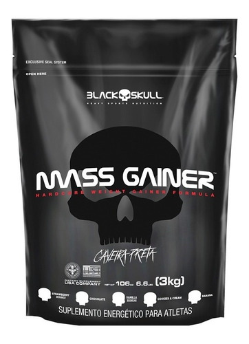 Hipercalorico Mass Gainer - 3kg - Caveira Preta Black Skull