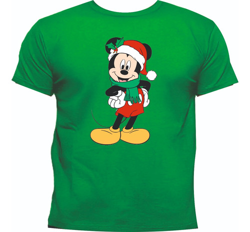 Camisetas Navideñas Navidad Mickey Mouse Pose Verd Roj Jk