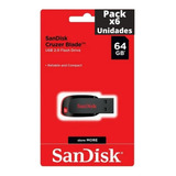 Pack X6 Pendrive Sandisk 64 Gb Pen Usb 2.0 Somos Mayoristas