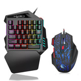 Hxsj J50 Teclado Gaming Uno Mano 35 Teclas Luz De Fondo Led 