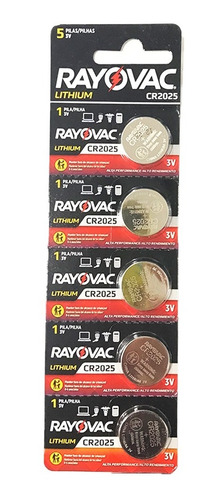 Pila Cr2025 3v Pack X5 Rayovac Pila Boton Cr 2025