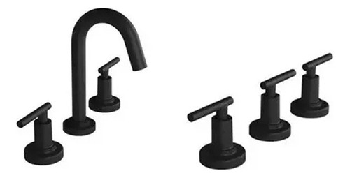 Combo Set Griferia Lavatorio Bidet Trovani Black Soho Mate