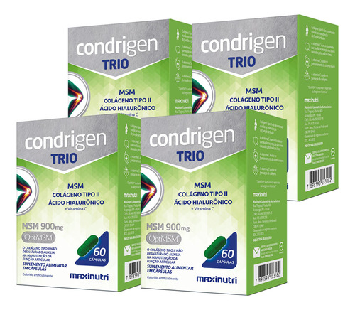 4x Condrigen Msm + Colágeno Tipo 2 Ácido Hialurônico 60 Cáps