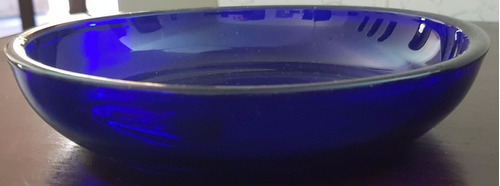 Prato Pequeno Petisqueira Vidro Azul 17 Cm
