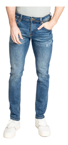 Jeans Mezclilla Premium  Slim Fit Casual Hombre Original