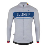 Camiseta Manga Larga Buzo Colombia Escaladores Gris Ciclismo