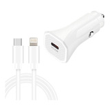 Cargador Rápido 20w Auto + Cable Para iPhone X 11 12 13 14