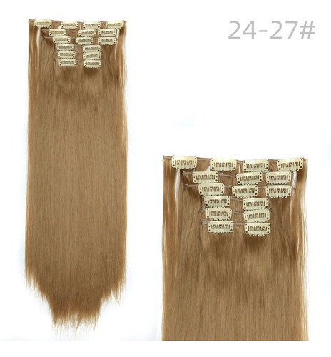 Extensiones Cabello Natural Clip Cortinas Recta 6 Piezas