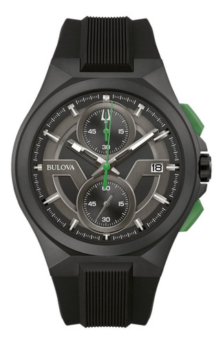 Relógio Bulova Maquina Cronógrafo 98b381 Preto Verde