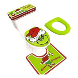 Nuevo 2024 Grinch Juego De Baño Navideño Con Tapete