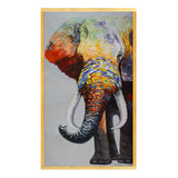 Quadro Canvas Grande Elefante Africano Colorido 140x80