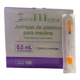 100 Jeringas Para Insulina Sensimedical 31g X 6mm 0.5ml Capacidad En Volumen 0.5 Ml