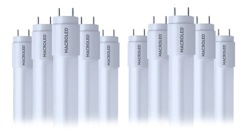 Pack X 10 Tubo De Led 18w=36w 1200mm Blanco Frió Macroled