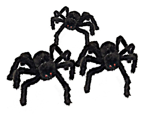 Kit X3 Arañas Peludas Halloween Tarántula 25cm Decoracion 