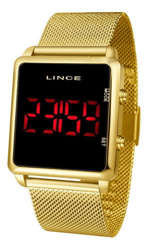 Relogio Lince Feminino Mdg4596l Pxkx Digital Gold Quadrado Cor Da Correia Dourado Cor Do Bisel Dourado Cor Do Fundo Preto