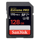 Cartao Memoria Sandisk Sdxc Extreme Pro U3 4k 170mb/s 128gb