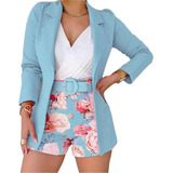 Conjunto Blazer Y Shorts Con Estampado Floral 2024