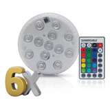 Pack 6 Luz Led Sumergible Rgb A Pilas Pileta Jacuzzi Fuente