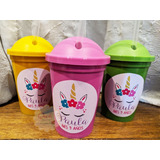 Vaso Plástico Milkshake Personalizado - Unicornio (20 Unid)