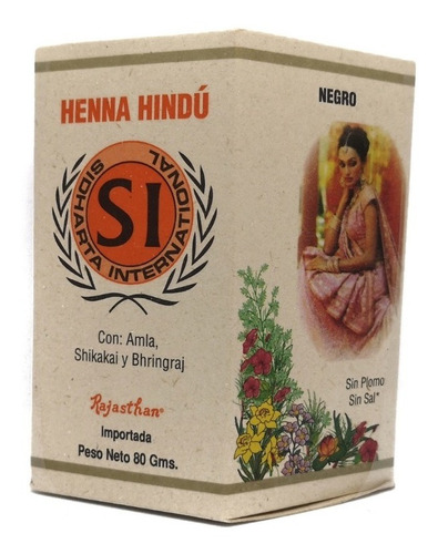 Henna Hindú Tinte Natural Color Negro - g a $338