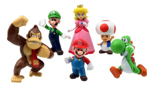 Set De 6 Personajes Mario Bros Y Donkey Kong (4 A 7cm)