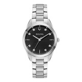 96p236 Reloj Bulova Sutton Diamante 33mm Plateado/negro